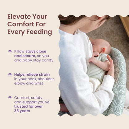 Boppy - Almohada de Lactancia Completa, Almohada ergonómica para Lactancia Materna y biberón, con cinturón extraíble, diseño sin Huecos, diseño CloseComfort, Soporte de posicionamiento de Longitud