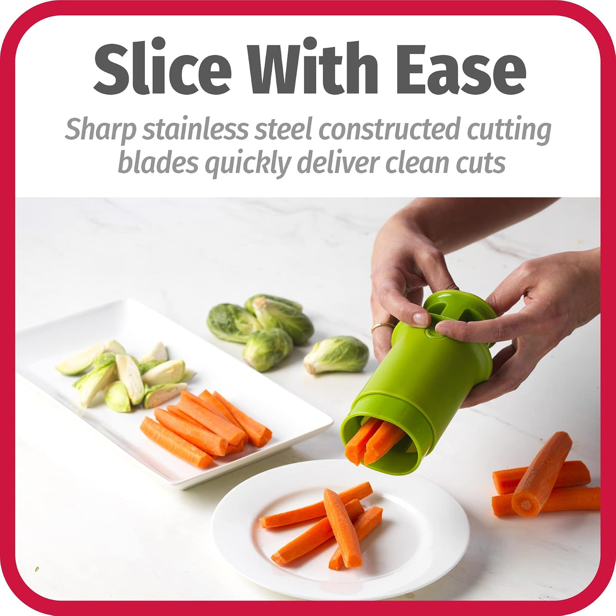 GoodCook Divisor diario de frutas y verduras – Cuartos de frutas y verduras más pequeñas, ideal para preparar comidas y platos de sartén, rebanado seguro y sin desorden