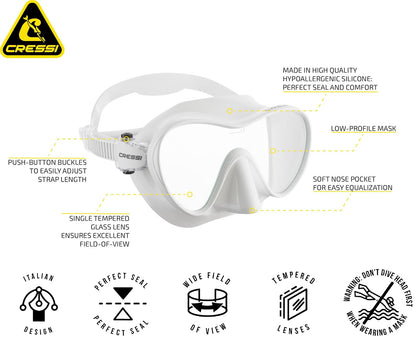 Cressi F1, Scuba Diving Snorkeling Frameless Mask - Perfect Seal Silicone Skirt - Cressi: Quality Since 1946