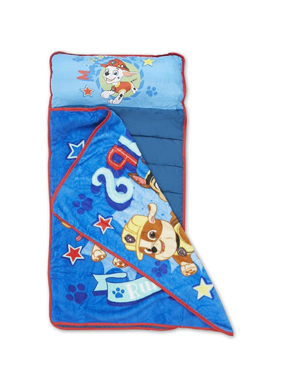 Paw Patrol We a Team - Juego de colchoneta de siesta acolchada con almohada integrada y manta de felpa - Tapete portátil para siesta para guardería, preescolar, fiestas de pijamas y viajes, para niños
