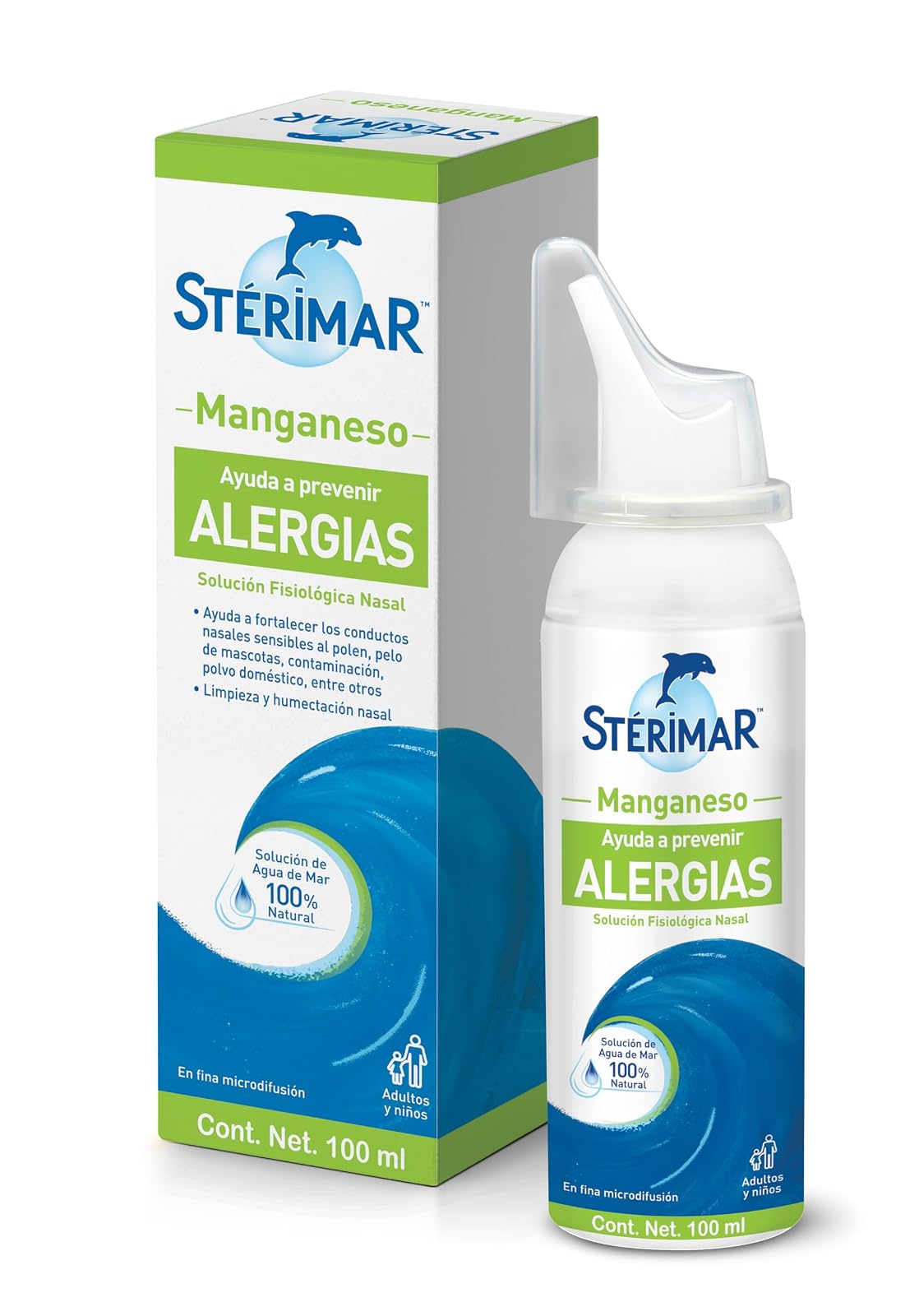 Stérimar Solución Fisiológica Nasal Manganeso 100 ml. | Auxiliar en el Tratamiento y Prevención de Alergias. Uso de 10 a 15 Días. 100% Natural, Eficacia Clínicamente Comprobada.