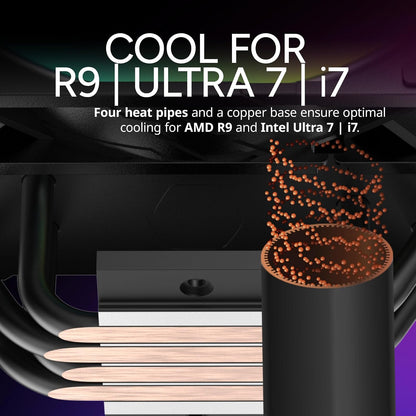 Cooler Master RR-212S-20PC-R1 CPU Air Cooler, 4 Tubos de Contacto Directo de Calor, RGB Ventilador, 120 mm