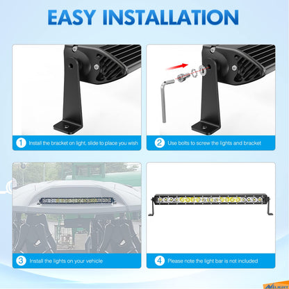 Nilight - 2 soportes universales para montaje lateral ajustables compatibles con barra de luz LED recta o curvada, 2 años de garantía, color negro