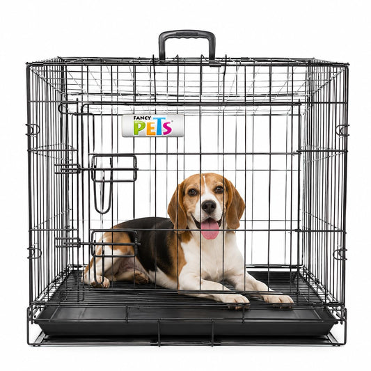 Fancy Pets Jaula Metálica Plegable GDE para Perros, 76.5 x 47 x 55 cm, con 1 Puerta y Bandeja Extraíble