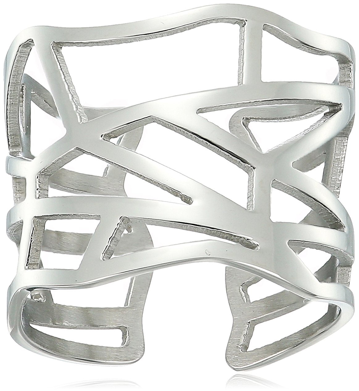 ELYA Polished Geometric Stainless Steel Open Ring