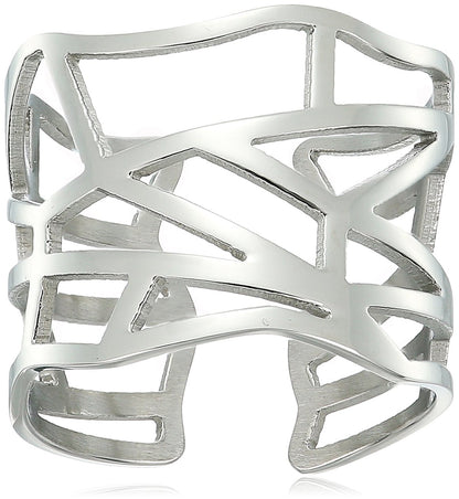 ELYA Polished Geometric Stainless Steel Open Ring
