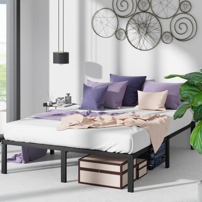 Zinus Yelena | Base de Cama Queen de Acero Negro con Espacio de Almacenamiento | Fácil de Armar y con 5 años de Garantía