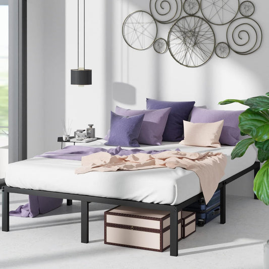 Zinus Yelena | Base de Cama Queen de Acero Negro con Espacio de Almacenamiento | Fácil de Armar y con 5 años de Garantía