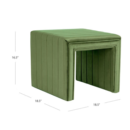 HomePop - otomana de Terciopelo con mechones de Canal Moderno, decoración del hogar, otomana para Sala de Estar y recámara, Color Verde
