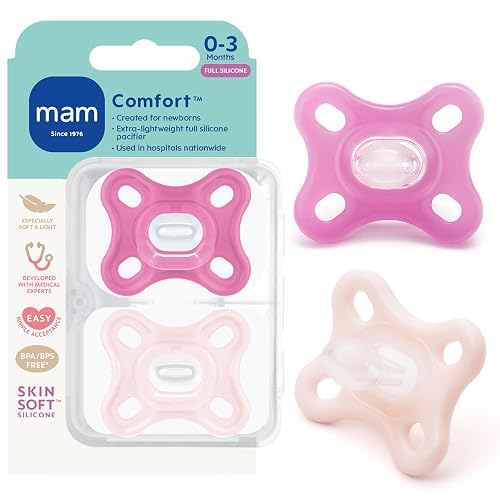MAM Comfort - Chupón de bebé ligero de silicona de una sola pieza, 2 | Especialmente para bocas recién nacidos más pequeñas, sin BPA, fácil de limpiar, lo mejor para bebés lactantes