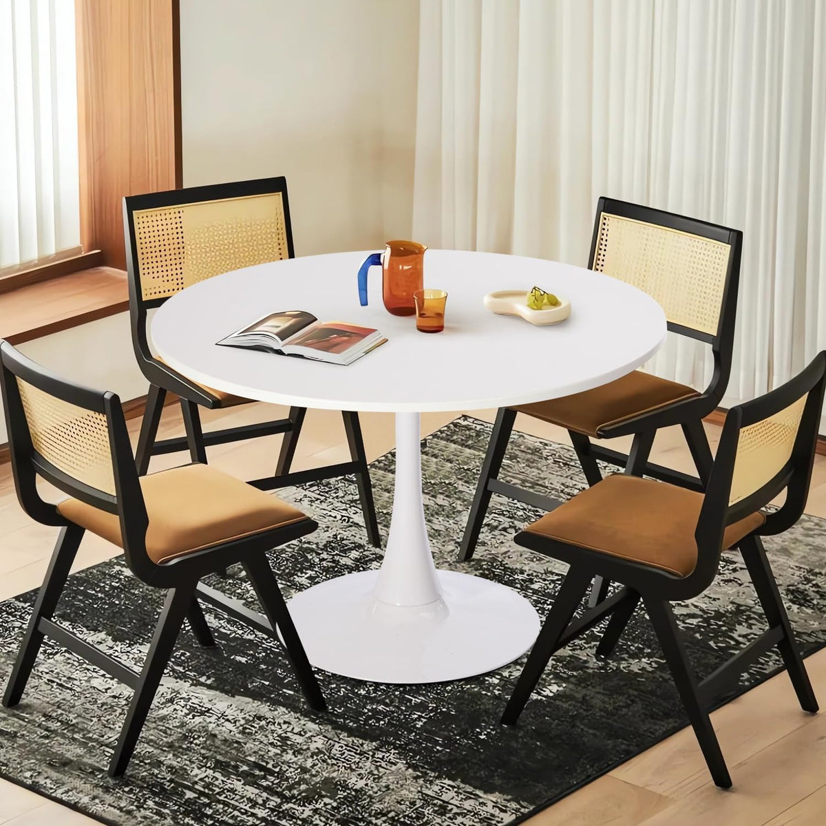 COKOS Mesa Redonda Diseño Minimalista Elegante Blanco