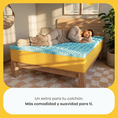 Nooz Cubre Colchón Individual Memory Foam Infusionado con Gel, sobre Colchón Fresco, Colchoneta Espuma Memory Foam 5cm, Suaviza tu Colchon