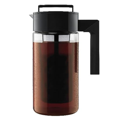 Takeya Cafetera patentada Deluxe Cold Brew Cafetera, 1 cuarto de galón, color negro