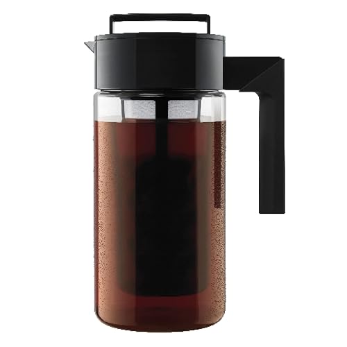 Takeya Cafetera patentada Deluxe Cold Brew Cafetera, 1 cuarto de galón, color negro