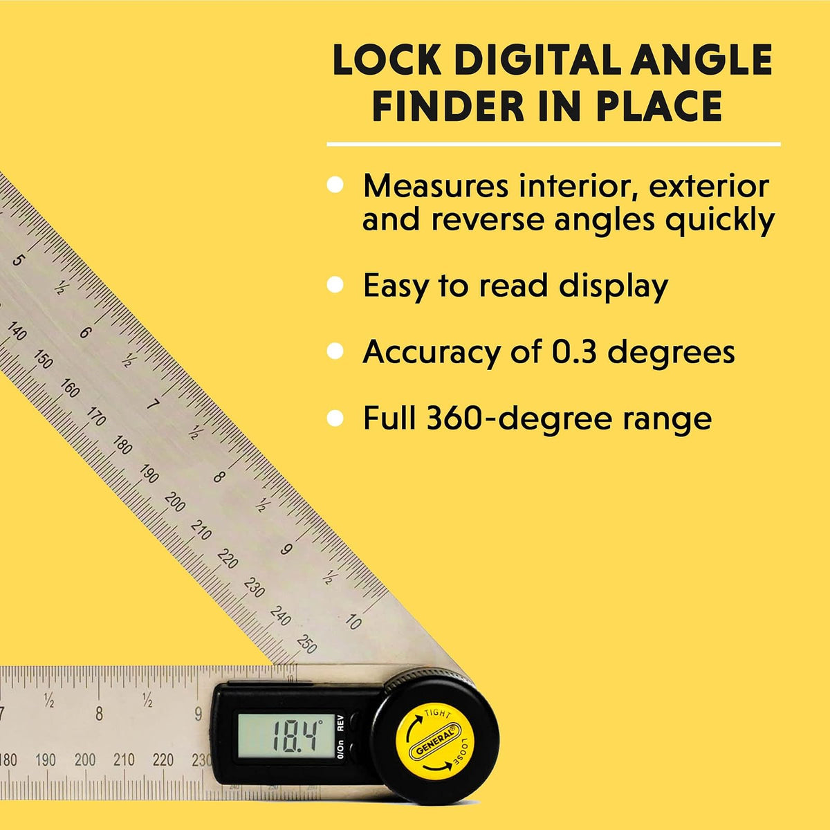 General Tools & Instruments 823 Digital Angle Finder Rule, 10-Inch