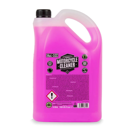 Muc-Off 667US Limpiador Nano-Tech para Motocicleta 5 L, Biodegradable, Rosa | Fórmula alcalina, segura en fibra de carbono, metal anodizado, sellos y rotores de disco, para todoterreno y desplazamiento