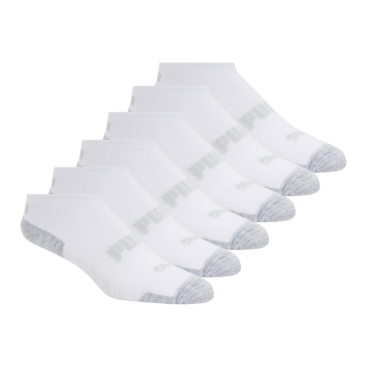 PUMA Calcetines Deportivos de Corte Bajo para Mujer Paquete de 6 - 9-11 - Blanco - gris jaspeado