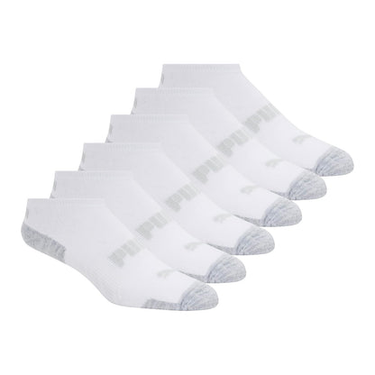 PUMA Calcetines Deportivos de Corte Bajo para Mujer Paquete de 6 - 9-11 - Blanco - gris jaspeado