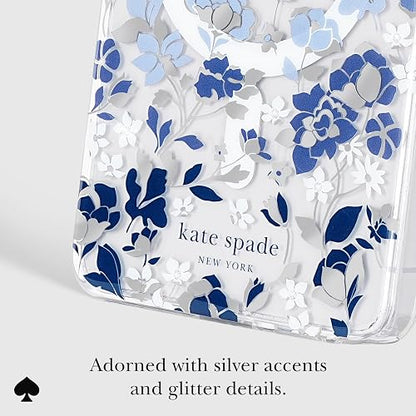 Kate Spade New York Funda para Samsung Galaxy S26 Ultra – [Carga magnética e inalámbrica] – Funda de diseñador – Flores con Piedras Preciosas Azules