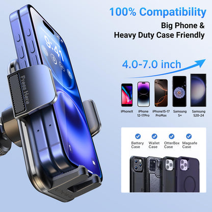 Soporte para teléfono de automóvil 3 en 1 [122+LBS con succión más fuerte y brazo de abrazadera estable] Soporte ajustable para teléfono de automóvil de 360°, soportes para teléfono celular para tu automóvil para