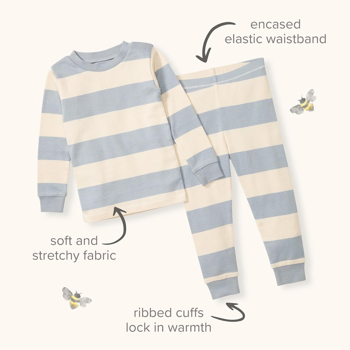 Burt's Bees Conjunto de Pijama de 2 Piezas, Playera y pantalón, 100% algodón orgánico Pantalones de Pijama para bebés y niños pequeños para bebés niños