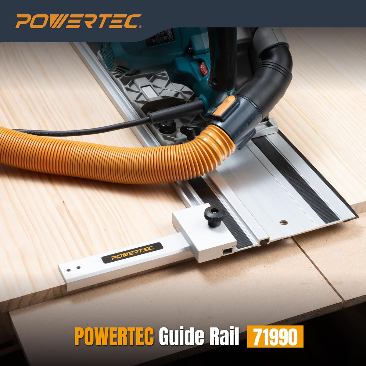 POWERTEC Guía de Riel de Sierra de Pista en Ángulo Recto de 90°