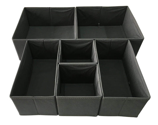 Sodynee - Caja de almacenamiento de tela plegable SCD6SBL, organizadora de armario, tocador, cubo, papeleras, compartimentos con cajones para ropa interior, sujetadores, calcetines, corbatas, bufandas, paquete de 6, gris