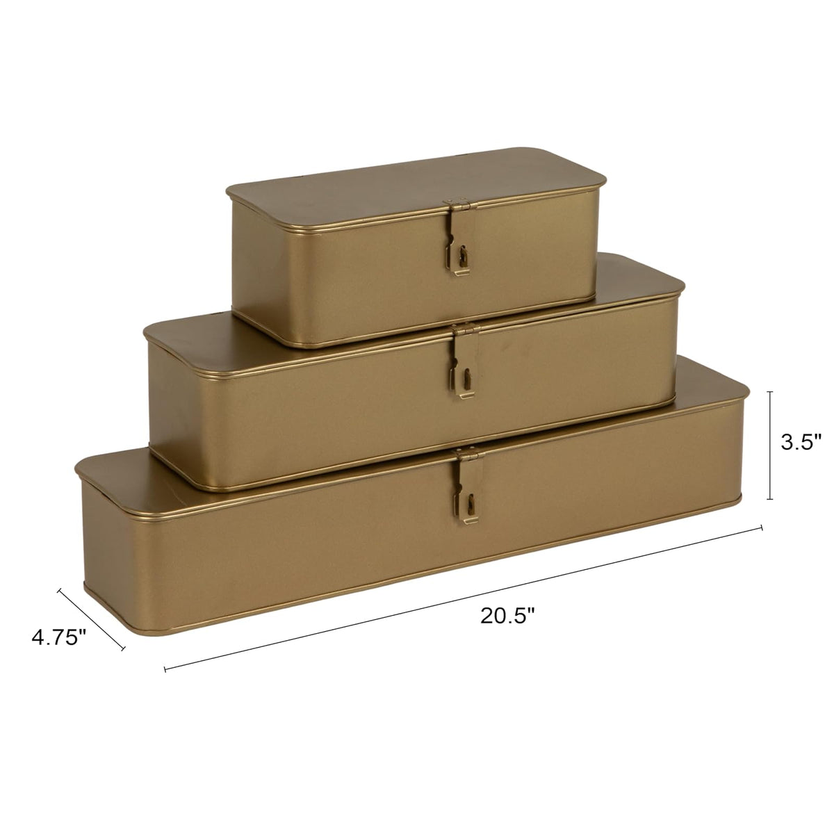 Creative Co-op Cajas Decorativas de Metal con Acabado Dorado (Juego de 3 tamaños)