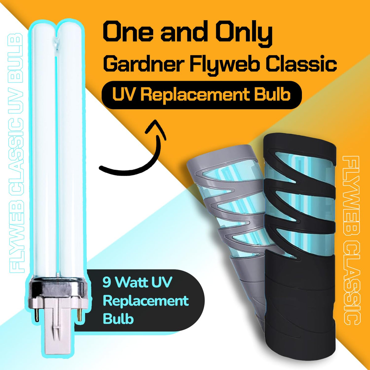 Gardner EL-22 FlyWeb - foco de repuesto clásica, luz de mosca para interiores, reemplazo de lámpara de luz de red de mosca, trampas de luz UV para insectos, 9 W, solución de insectos no Zapper
