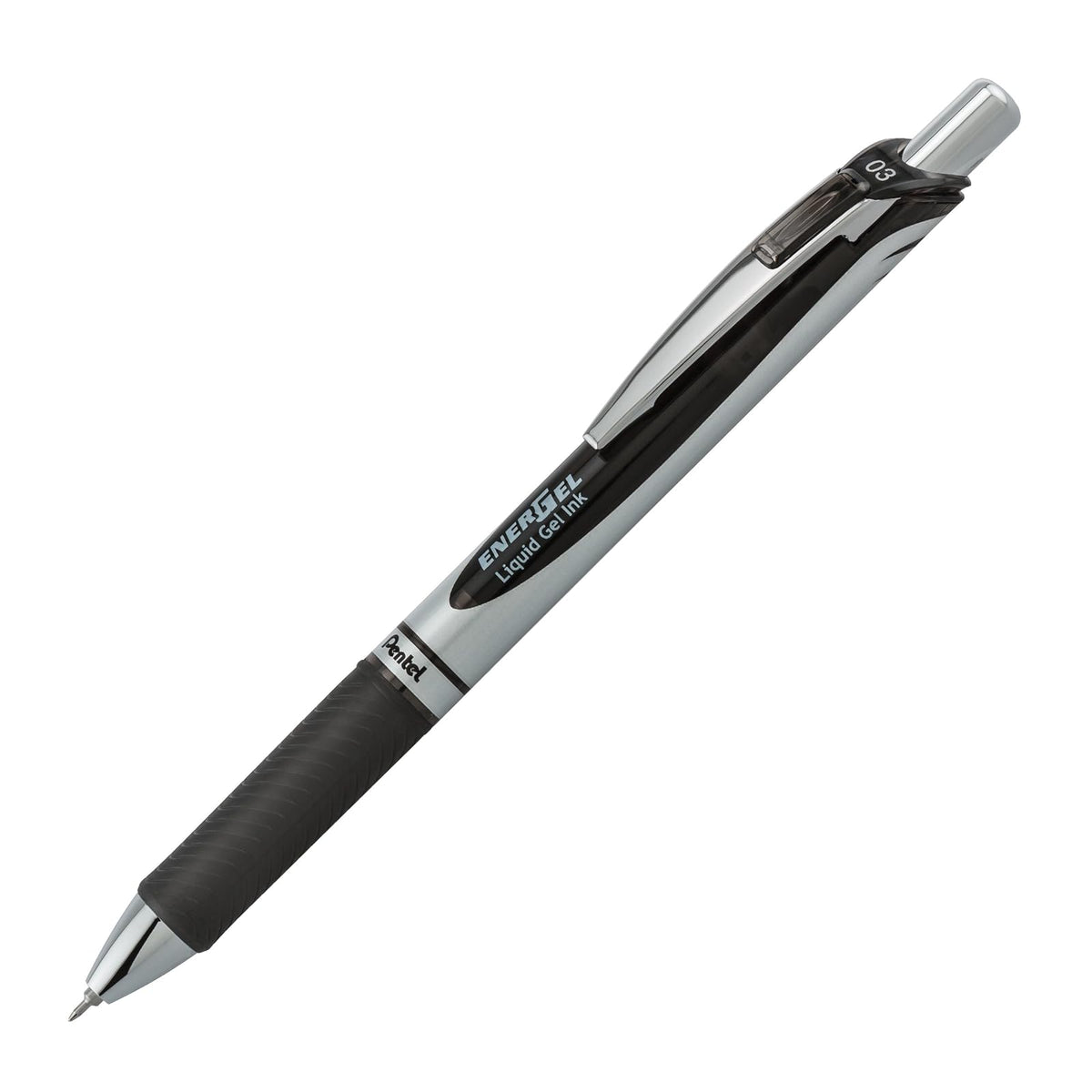 Pentel EnerGel RTX Retractable Liquid Gel Pen, (0.3 mm) la línea de punta de aguja, extra fina, 3-PK, Tinta negra