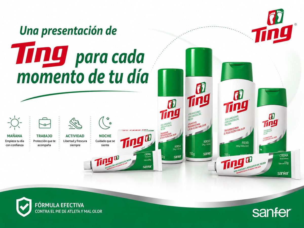 Ting Crema, Antimicótico para pie de atleta, úsalo todos los días, 72 gr | Previene y elimina 5 síntomas del Pie de atleta, Aplicación directa