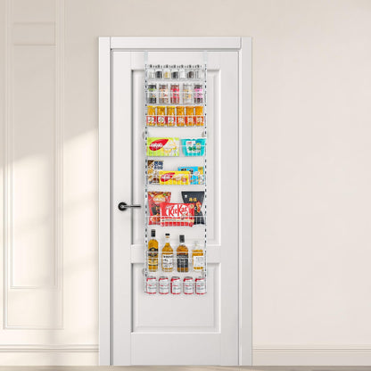 VEVOR Estante de Almacenamiento para Colgar Puerta 8 Niveles Organizador de despensa para puerta 42 x 18 x 164 cm Estante de Especias Colgante de Acero para Hogar, Cocina, Lavadero, Baño, Blanco