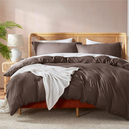 Nestl Bedding Juego de Funda para Edredón 3 Piezas, Microfibra - Café Chocolate - Individual