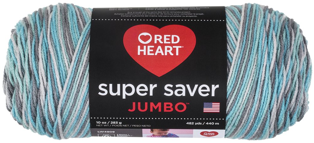 Red Heart Super Saver Estambre Acrílico Jumbo, Paquete de 2, 396 g - 1-Pack - Icelandic