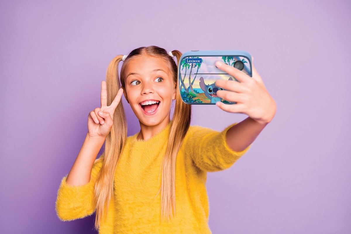 Lexibook, Disney Stitch, StarCAM Print, Pack de cámara con Impresora instantánea, función de Foto y vídeo, Tarjeta SD de 32 GB y Kit de personalización de Fotos Incluido, DJ150D