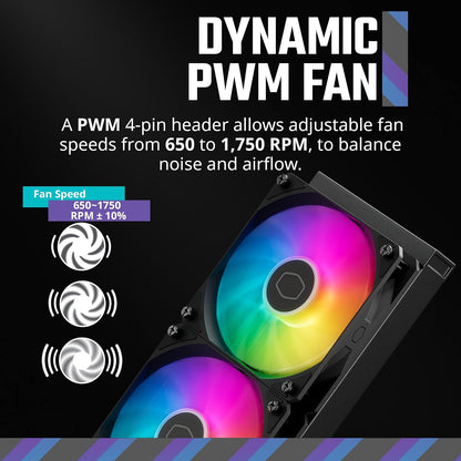 Cooler Master MasterLiquid 360L Core AIO Liquid Cooler MLW-D36M-A18PZ-R1 | 360mm, ARGB Sync, bomba de placa fría Gen S, 120mm PWM, CryoFuze 14W/mK, AMD Ryzen AM5/AM4, Intel LGA1700/1200