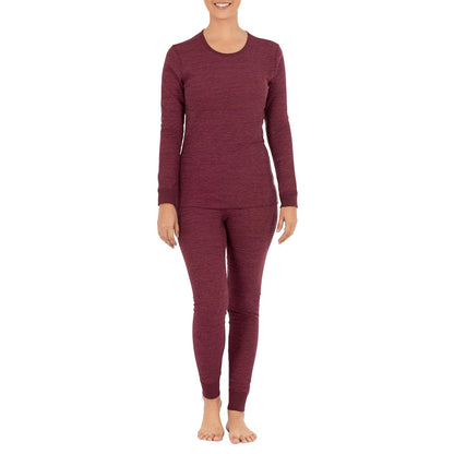 Fruit of the Loom Juego Térmico Microgofre de Manga Larga para Mujer - Vino - M