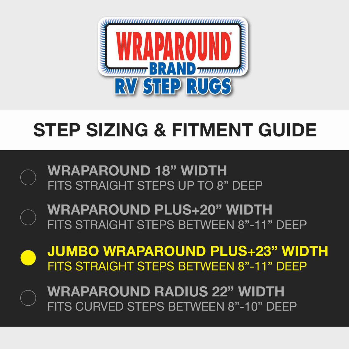 Prest-O-Fit 2 – 0050 Jumbo Wraparound + Plus RV Paso Alfombra, Negro, 23"