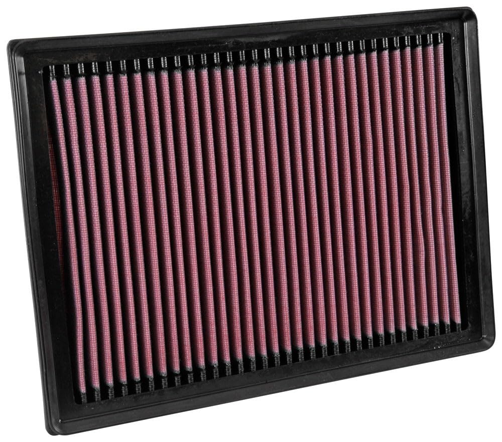 K&N 33-3045 Filtro de Aire de Alto Flujo Lavable para Mitsubishi y Toyota 2004-2024, Rojo, Paquete de 1