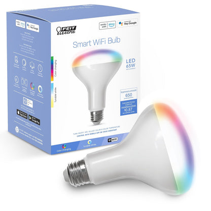 Feit Electric WiFi - foco LED inteligente BR30 que cambia de color y es regulable, no requiere concentrador, Alexa o Google Assistant, Classic, 65W, BR30