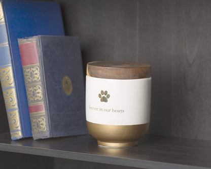 Pearhead Pet Ceramic Forever in Our Hearts Urna, Memorial para Mascotas, Dorado