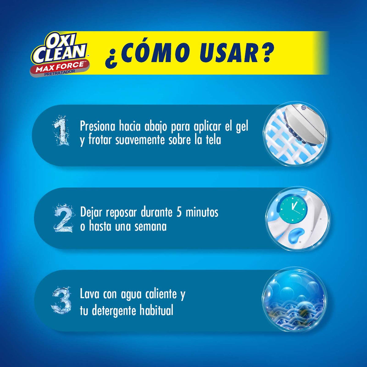 OxiClean Quitamanchas en Gel Max Force 183 ml. Remueve las Manchas más Difíciles: Grasa, Pasto, Vino y Sangre con un Solo Producto. Con Aplicador de Precisión. Seguro para Ropa Blanca y de Color