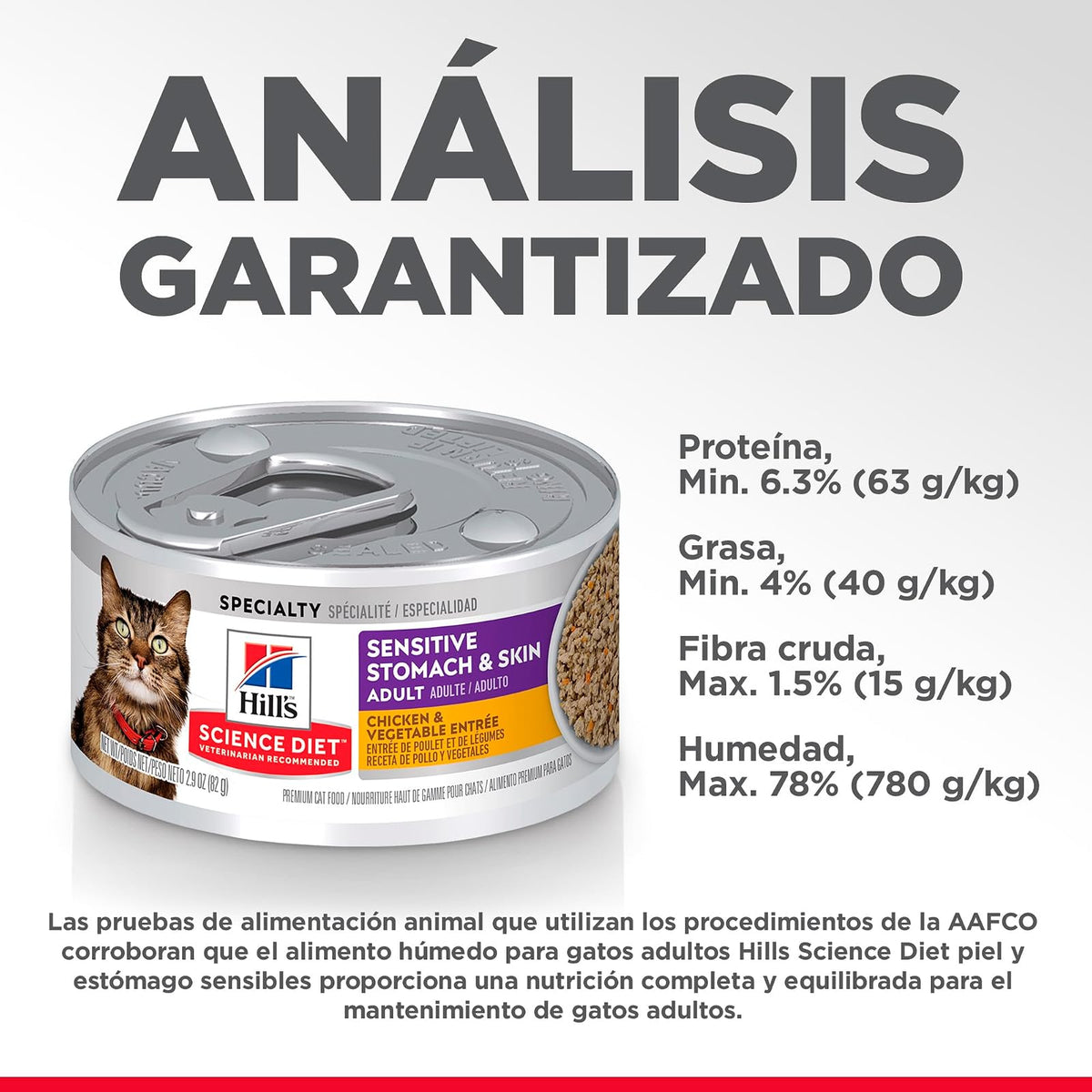 Hill's Alimento Húmedo para Gato Adulto Piel Y Estomago Sensible 24Pack 82G | Alimento húmedo Hill's para gato, piel y estómago sensible, alta digestibilidad, barrera cutánea sana