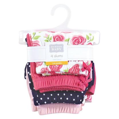 Hudson Baby - Pantalones Cortos Unisex para bebé, Paquete de 4, Dinosaurios, 0-3 Meses