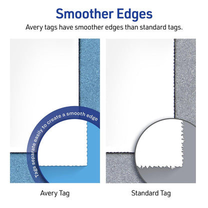 Avery - Etiquetas imprimibles festoneadas, tecnología Sure Feed, 2 x 1.25 pulgadas, blanco, incluye cuerda, imprimible con láser/inyección de tinta, 180 en total, ideal para marca, regalos