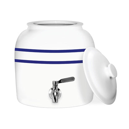 Geo Dispensador de Agua de Cerámica con Llave de Acero Inoxidable - Rayas azules