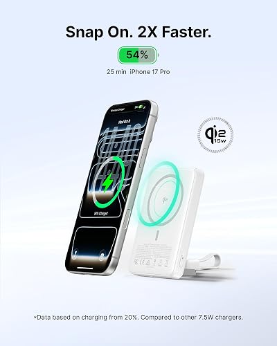 INIU para Cargador magnético portátil, Certificado Qi2, Banco de energía magnético más Delgado de 45 W 10000 mAh, con Cable USB C, para iPhone 17, 16, 15, 14, etc. Esencial de Viaje para Senderismo