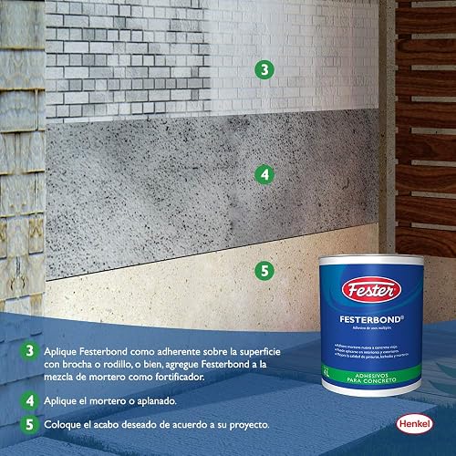 Fester Festerbond Adhesivo Acrílico de Usos Múltiples 4 Litros, Adherente para Unir Mortero Nuevo a Concreto Viejo y Sellador de Superficies Porosas, Color Blanco, Bote de 4 Litros