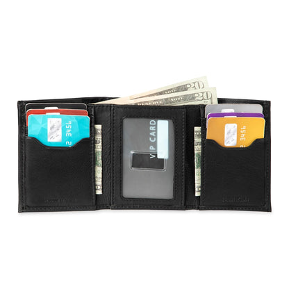 Calvin Klein portafolios triple de piel RFID para hombre, Negro -, Talla única