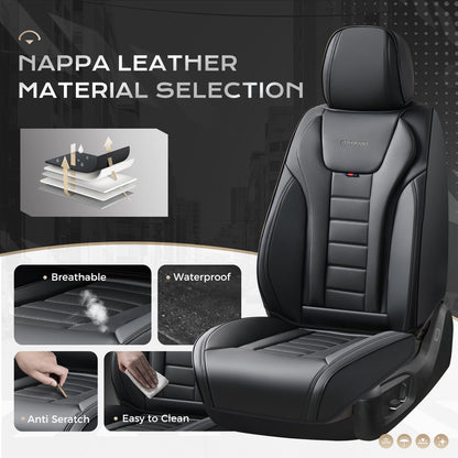 Coverado Juego Completo de Fundas de Asiento de Automóvil, Fundas de Asiento para Automóviles, Fundas de Asiento Delantero y Funda de Asiento Trasero, Funda Impermeable de Piel para Asiento automotriz